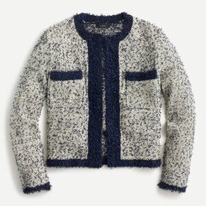 J.Crew Open-Front Cropped Cardigan Jacket in Contrast Tweed